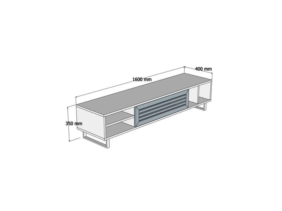 Meuble TV en bois "Eray" - 160 x 40 x 35 cm - Noyer, Anthracite