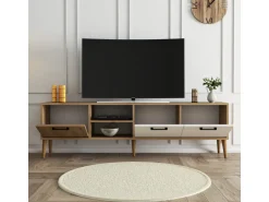 Meuble TV en bois "Exxen" - 180 x 35 x 53 cm - Blanc