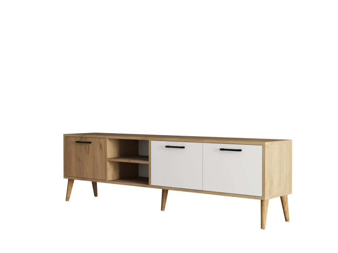 Meuble TV en bois "Exxen" - 180 x 35 x 53 cm - Blanc