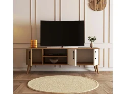 Meuble TV en bois "Exxen" - 150 x 34 x 52 cm - Blanc