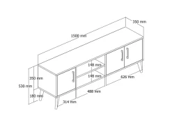 Meuble TV en bois "Exxen" - 150 x 34 x 52 cm - Marron