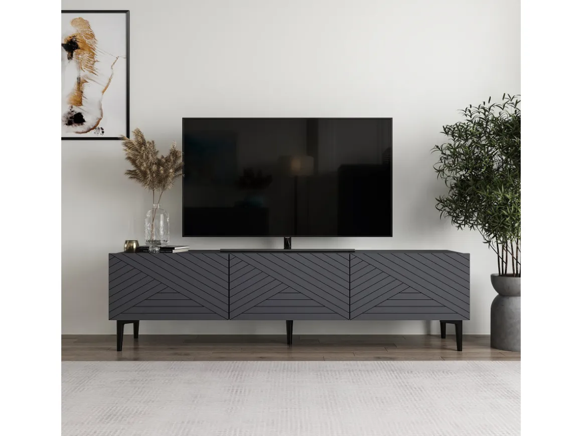 Meuble TV en bois "Felix" 160 x 31,4 x 44,1 cm - Anthracite