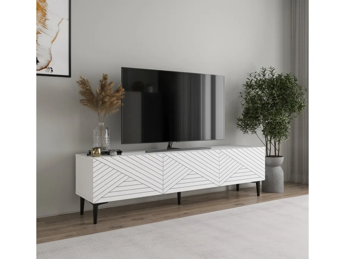Meuble TV en bois "Felix" - 160 x 31 x 44 cm - Blanc