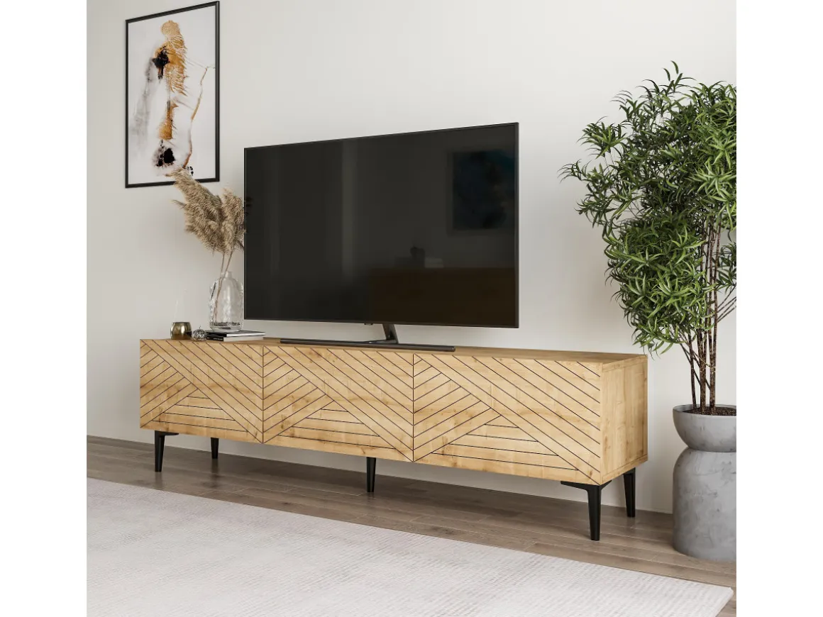 Meuble TV en bois "Felix" 160 x 31,4 x 44,1 cm - Chêne saphir