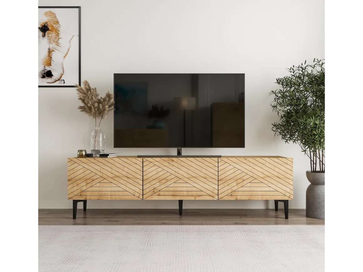 Meuble TV en bois "Felix" 160 x 31,4 x 44,1 cm - Chêne saphir