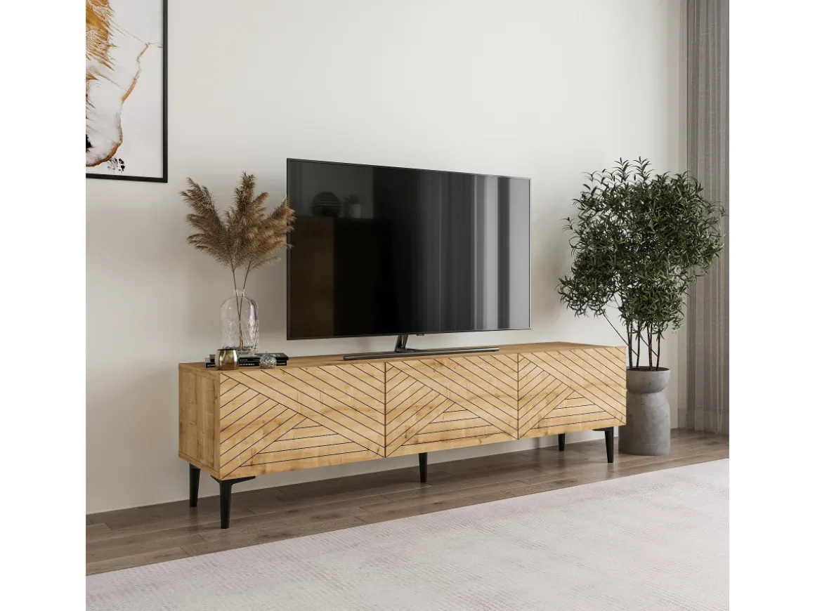 Meuble TV en bois "Felix" 160 x 31,4 x 44,1 cm - Chêne saphir