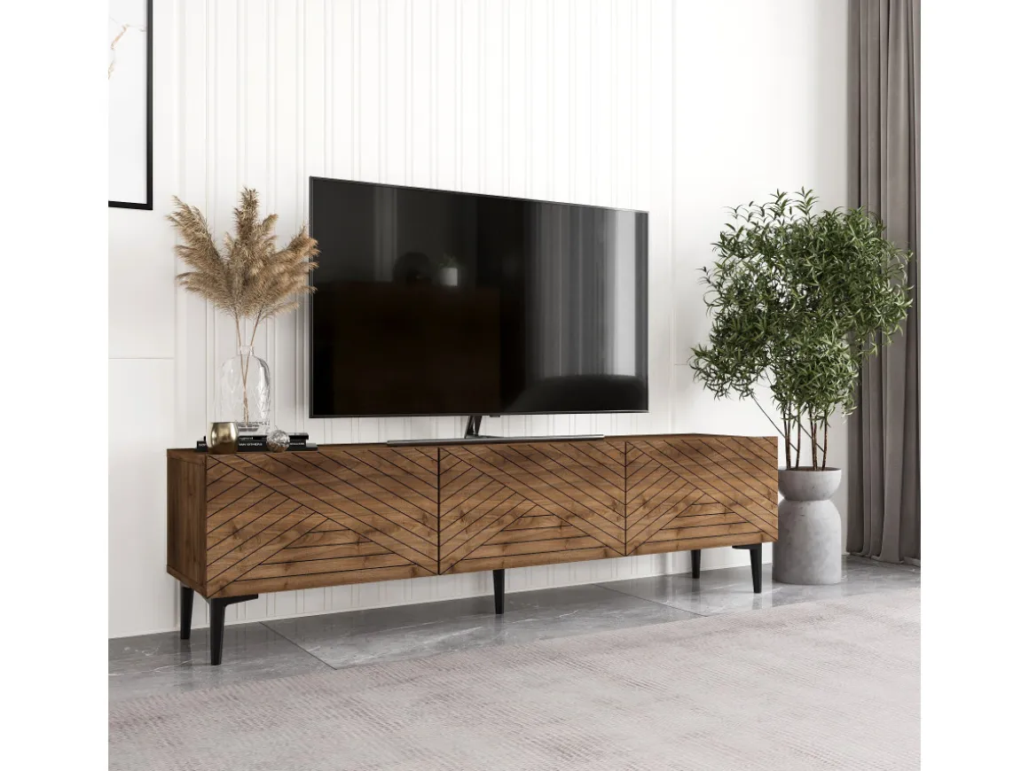 Meuble TV en bois "Felix" - 160 x 31 x 44 cm - Marron