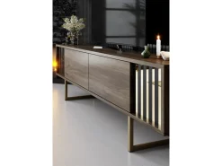 Meuble TV en bois "Gold Line" - 180 x 30 x 48 cm - NoyerNoir