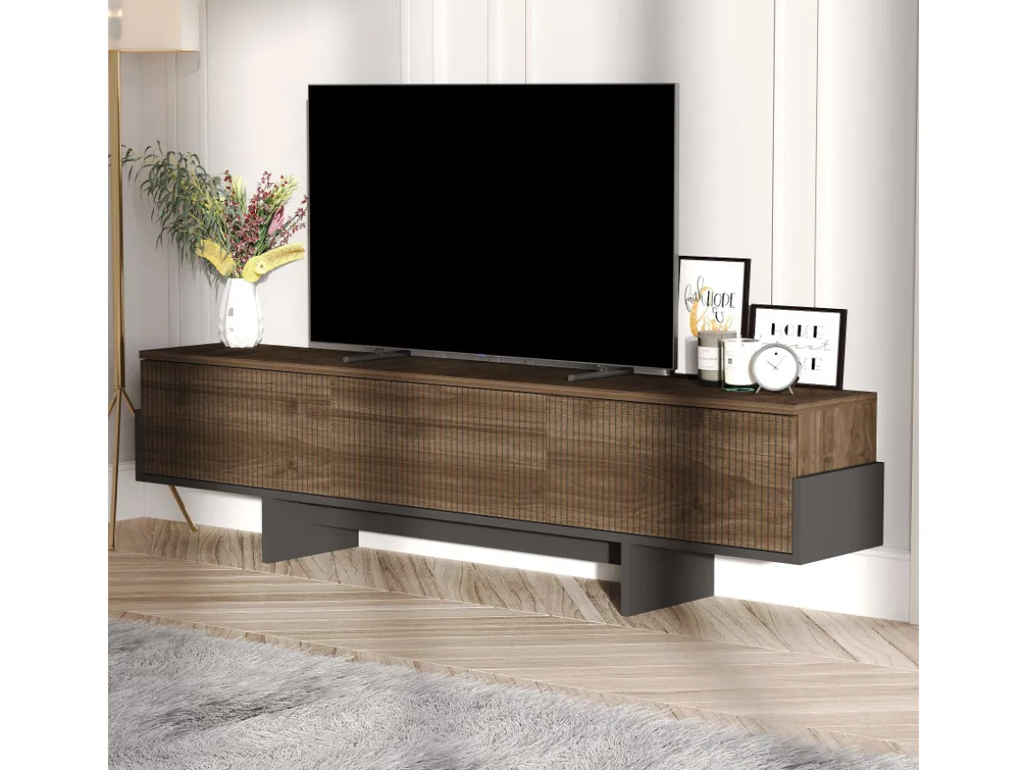 Meuble TV en bois "Hege" - 180 x 30 x 44 cm - Noir