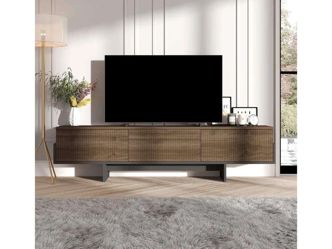 Meuble TV en bois "Hege" - 180 x 30 x 44 cm - Noir