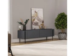 Meuble TV en bois "Herman" - 160 x 31 x 45 cm - Gris anthracite