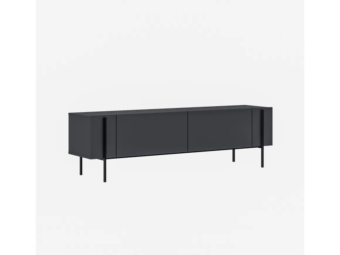Meuble TV en bois "Herman" - 160 x 31 x 45 cm - Gris anthracite