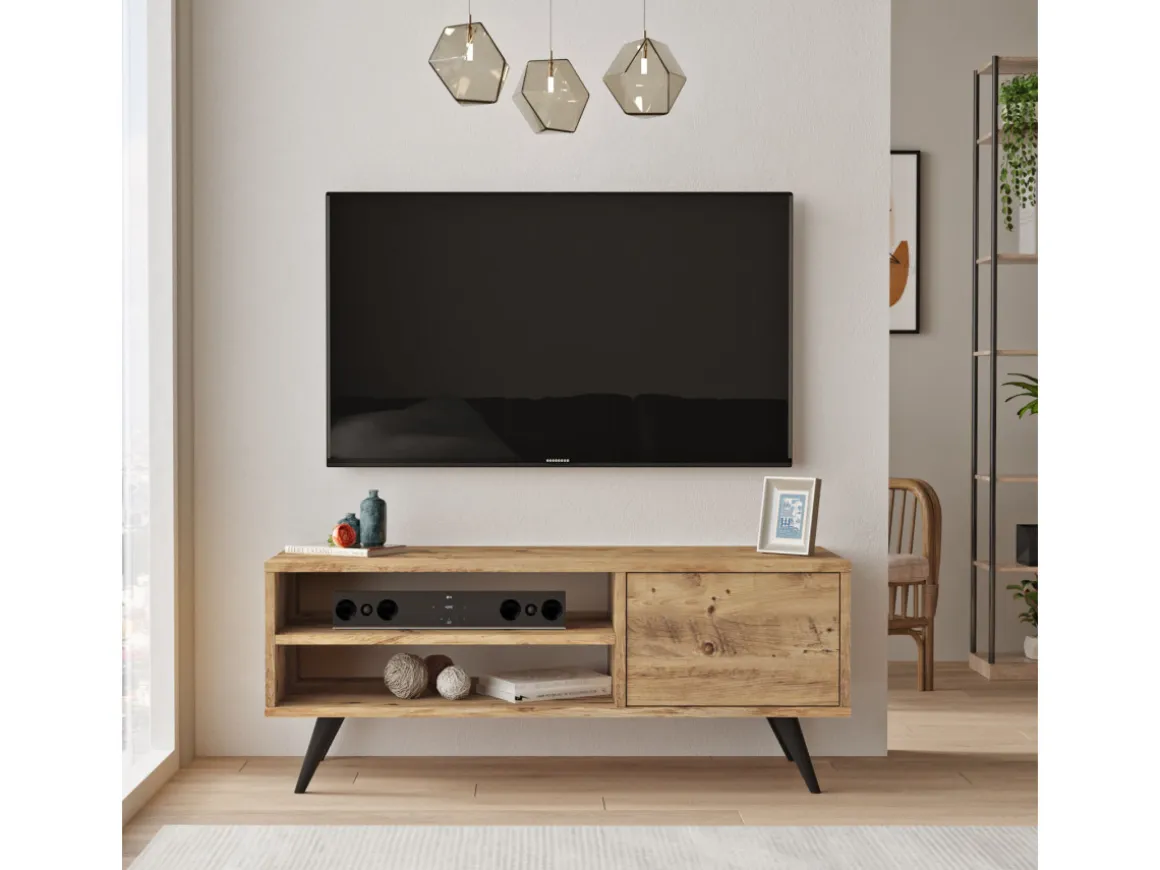 Meuble TV en bois "Imo" - 110 x 40 x 44 cm - Marron