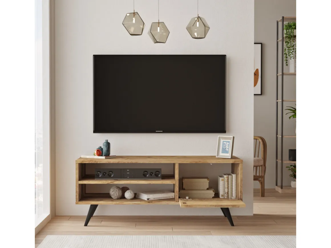 Meuble TV en bois "Imo" - 110 x 40 x 44 cm - Marron