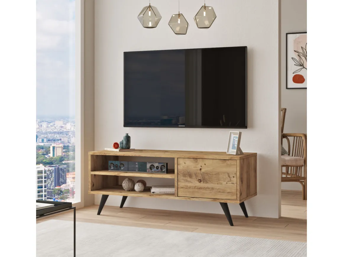 Meuble TV en bois "Imo" - 110 x 40 x 44 cm - Marron