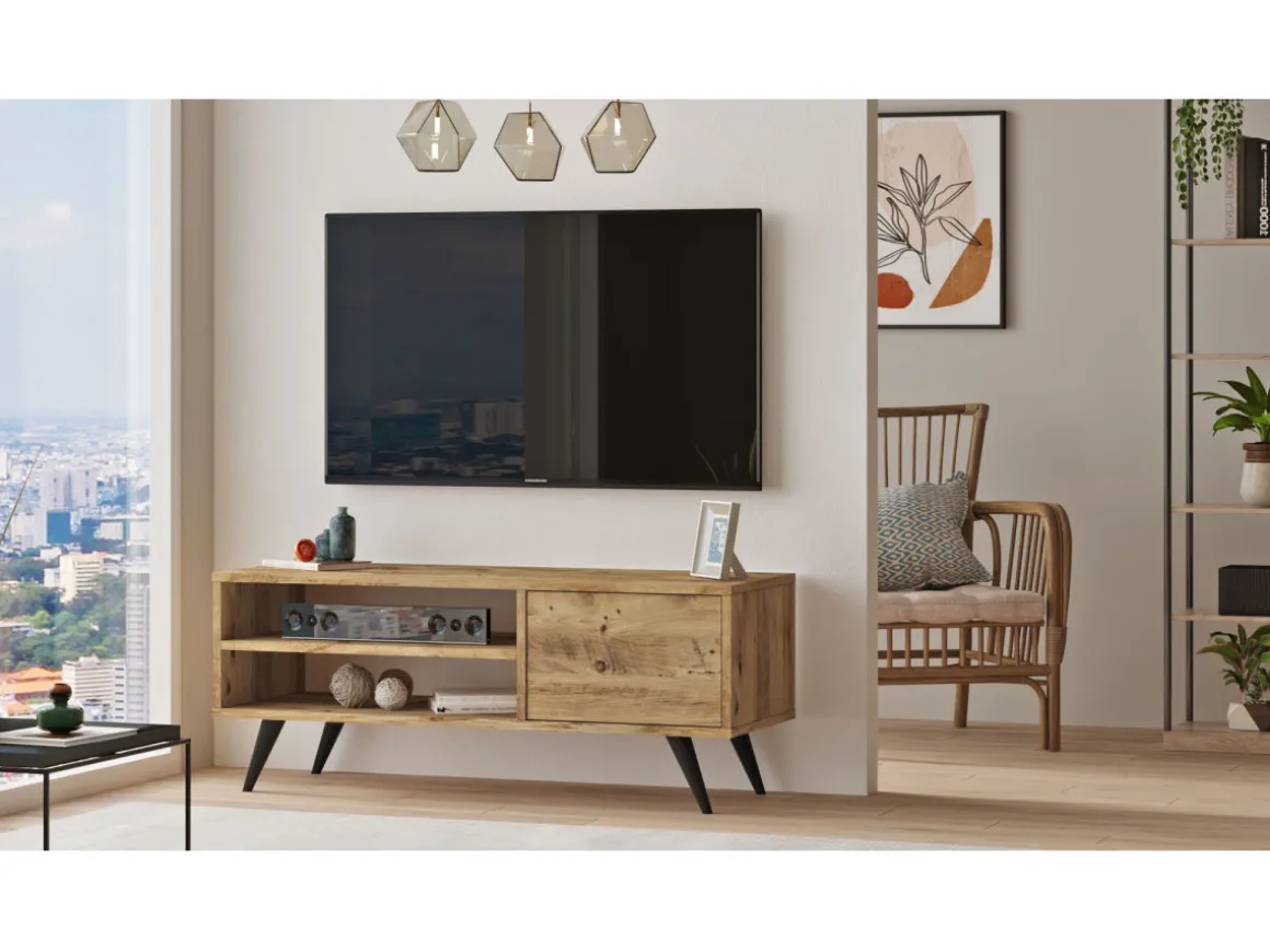 Meuble TV en bois "Imo" - 110 x 40 x 44 cm - Marron