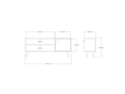 Meuble TV en bois "Jena" - 120 x 29 x 50 cm - Pin Atlantique