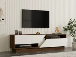 Meuble TV en bois "Koza" - 160 x 40 x 45 cm - NoyerBlanc