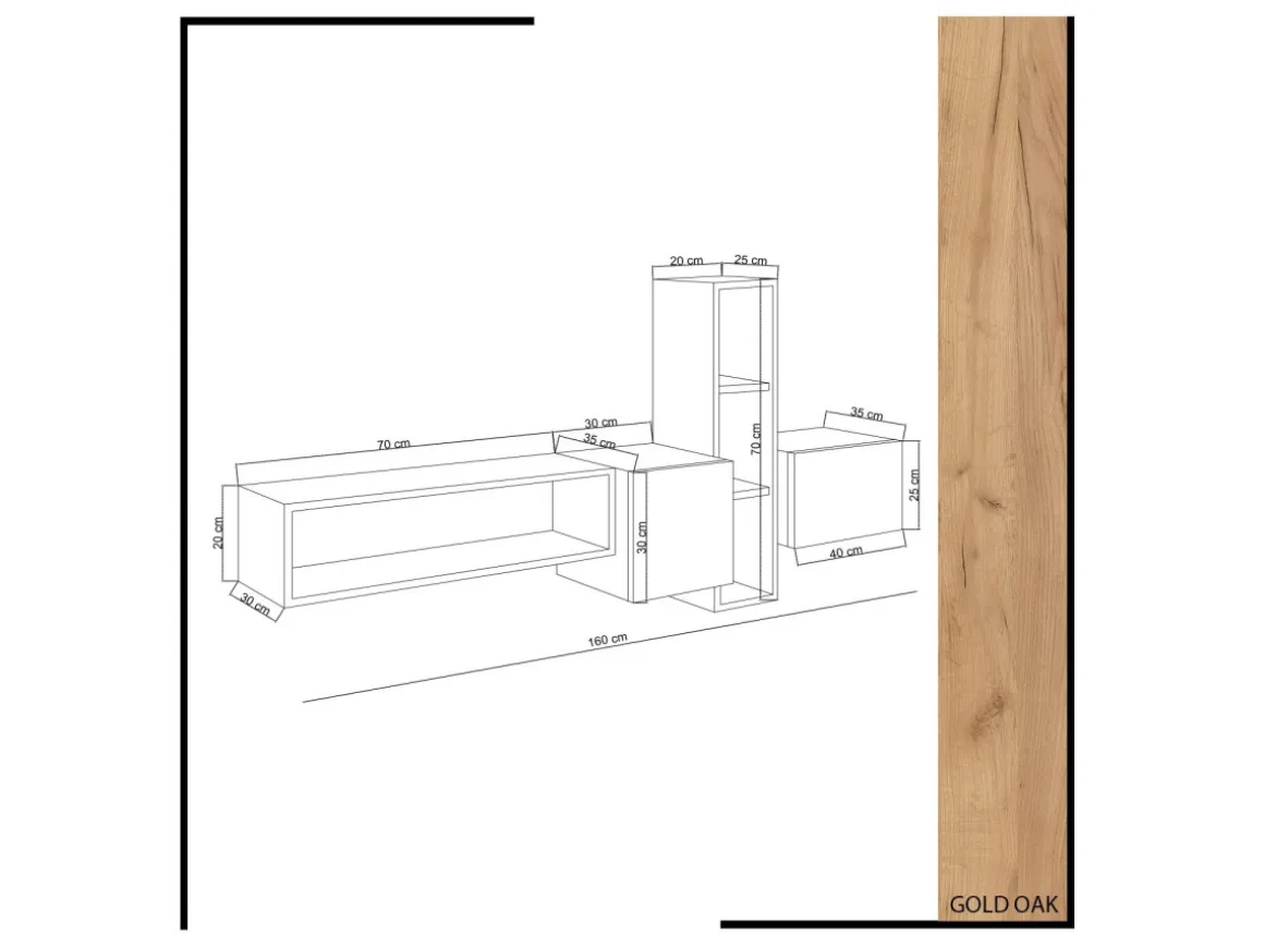 Meuble TV en bois "Kumkuat" - 160 x 35 x 70 cm - Marron