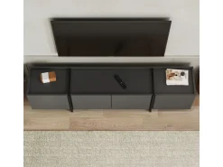 Meuble TV en bois "Lowen" - 180 x 35 x 46 cm - Anthracite / Noir