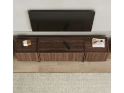 Meuble TV en bois "Lowen" - 180 x 35 x 46 cm - Noyer Milano