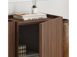 Meuble TV en bois "Lowen" - 180 x 35 x 46 cm - Noyer Milano