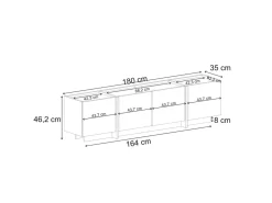 Meuble TV en bois "Lowen" - 180 x 35 x 46 cm - Travertin