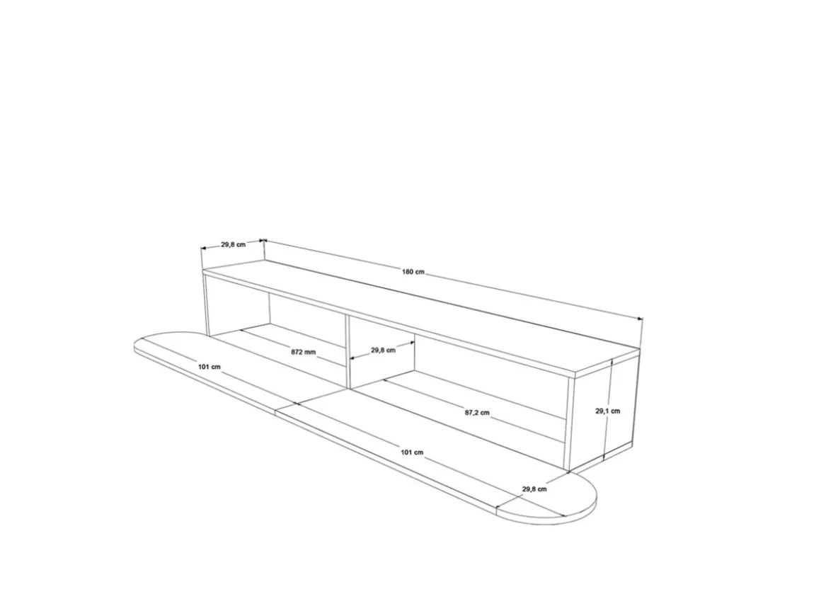Meuble TV en bois "LUM1" - 180 x 31 x 29 cm - Crème