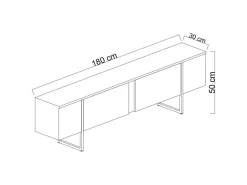 Meuble TV en bois "Luxe" - 180 x 30 x 50 cm - NoyerNoir