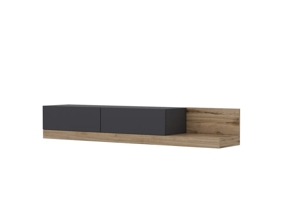 Meuble TV en bois "Majör" - 180 x 37 x 30 cm - Gris anthracite