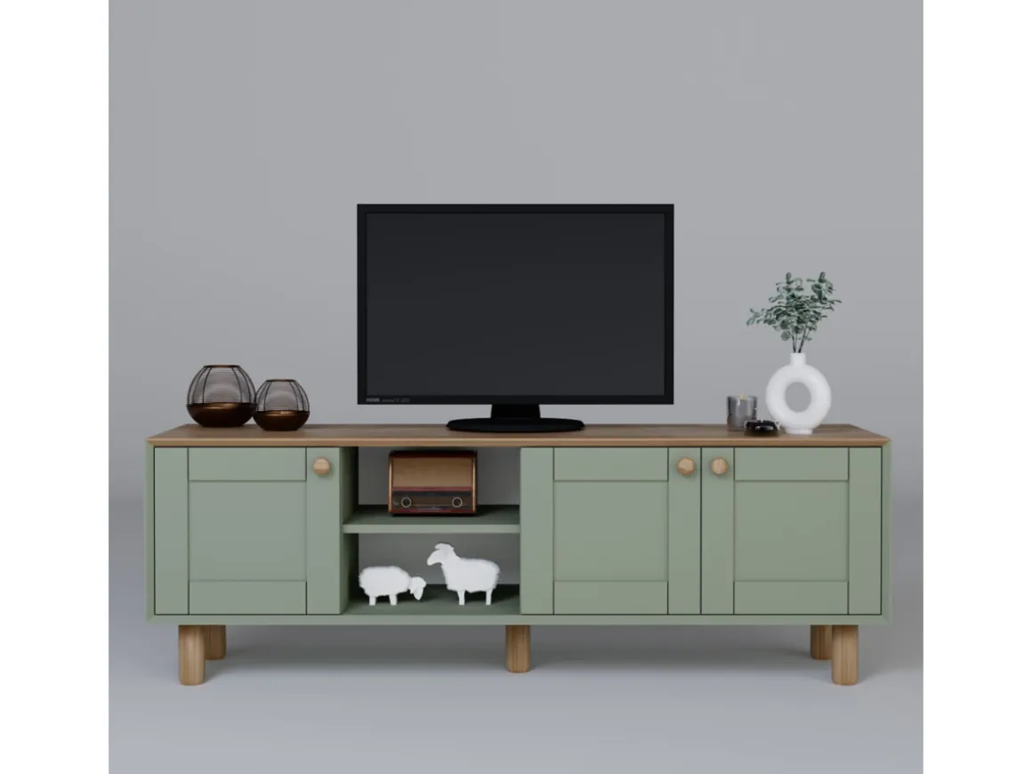 Meuble TV en bois "Mia" - 160 x 40 x 56 cm - Vert