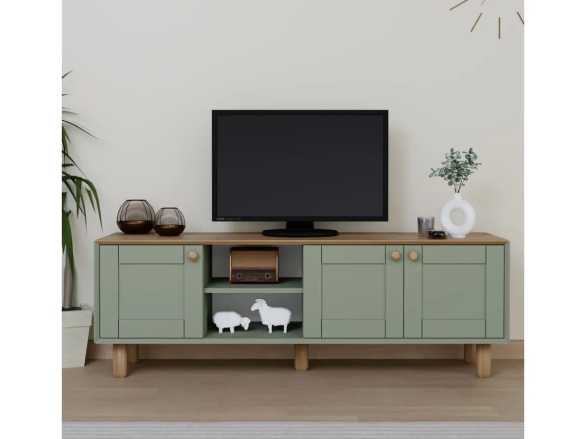 Meuble TV en bois "Mia" - 160 x 40 x 56 cm - Vert