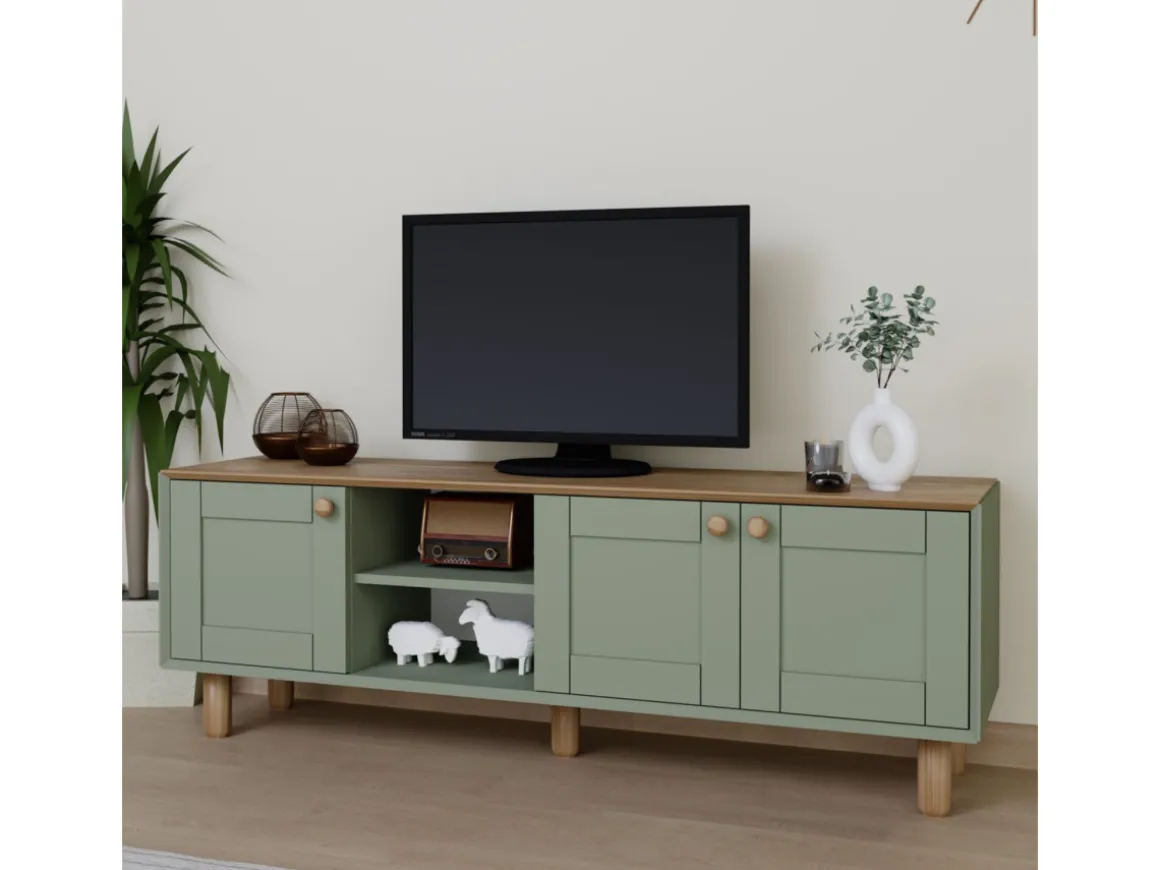Meuble TV en bois "Mia" - 160 x 40 x 56 cm - Vert