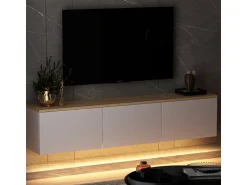 Meuble TV en bois "Neon" 160 x 32 x 35 cm - Blanc