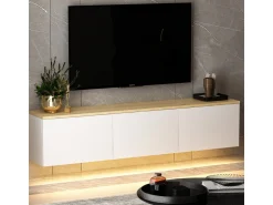 Meuble TV en bois "Neon" 160 x 32 x 35 cm - Blanc