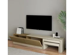 Meuble TV en bois "Nest" - 180 x 30 x 36 cm - Beige
