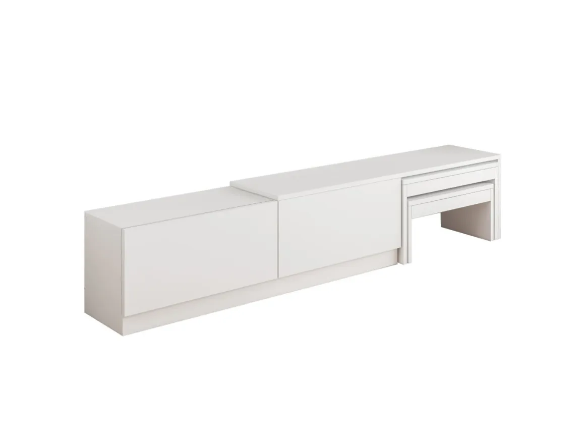 Meuble TV en bois "Nest" - 180 x 30 x 36 cm - Blanc