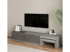 Meuble TV en bois "Nest" - 180 x 30 x 36 cm - Gris