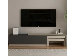 Meuble TV en bois "Nest" - 180 x 30 x 36 cm - Gris anthracite