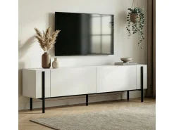 Meuble TV en bois "Nexus" - 180 x 30 x 45 cm - Bois Noir / Noir