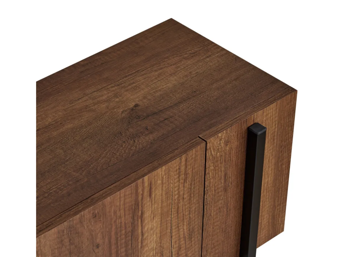 Meuble TV en bois "Nexus" - 180 x 30 x 45 cm - Noyer Baroque / Noir