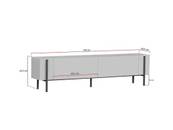 Meuble TV en bois "Nexus" - 180 x 30 x 45 cm - Noyer Baroque Or