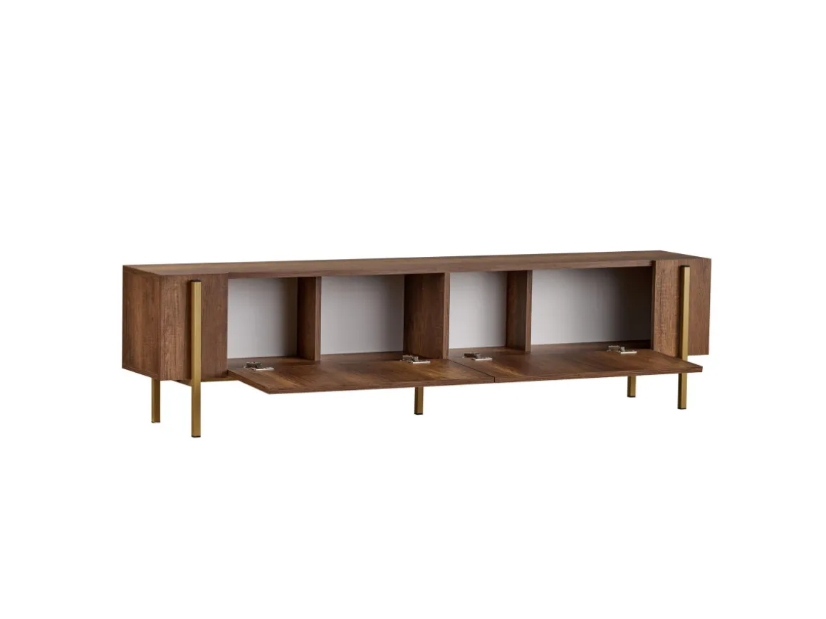 Meuble TV en bois "Nexus" - 180 x 30 x 45 cm - Noyer Baroque Or