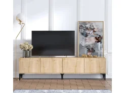 Meuble TV en bois "Nora" - 180 x 35 x 50 cm - Chêne Saphir