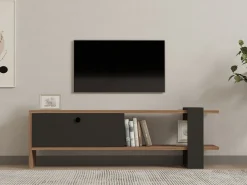 Meuble TV en bois "Ova" - 120 x 25 x 36 cm - ChêneAnthracite
