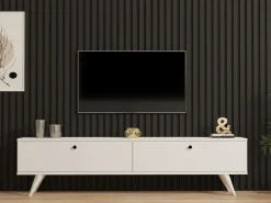Meuble TV en bois "Paris" - 160 x 25 x 40 cm - Blanc