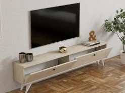 Meuble TV en bois "Parlak" - 160 x 25 x 40 cm - Beige