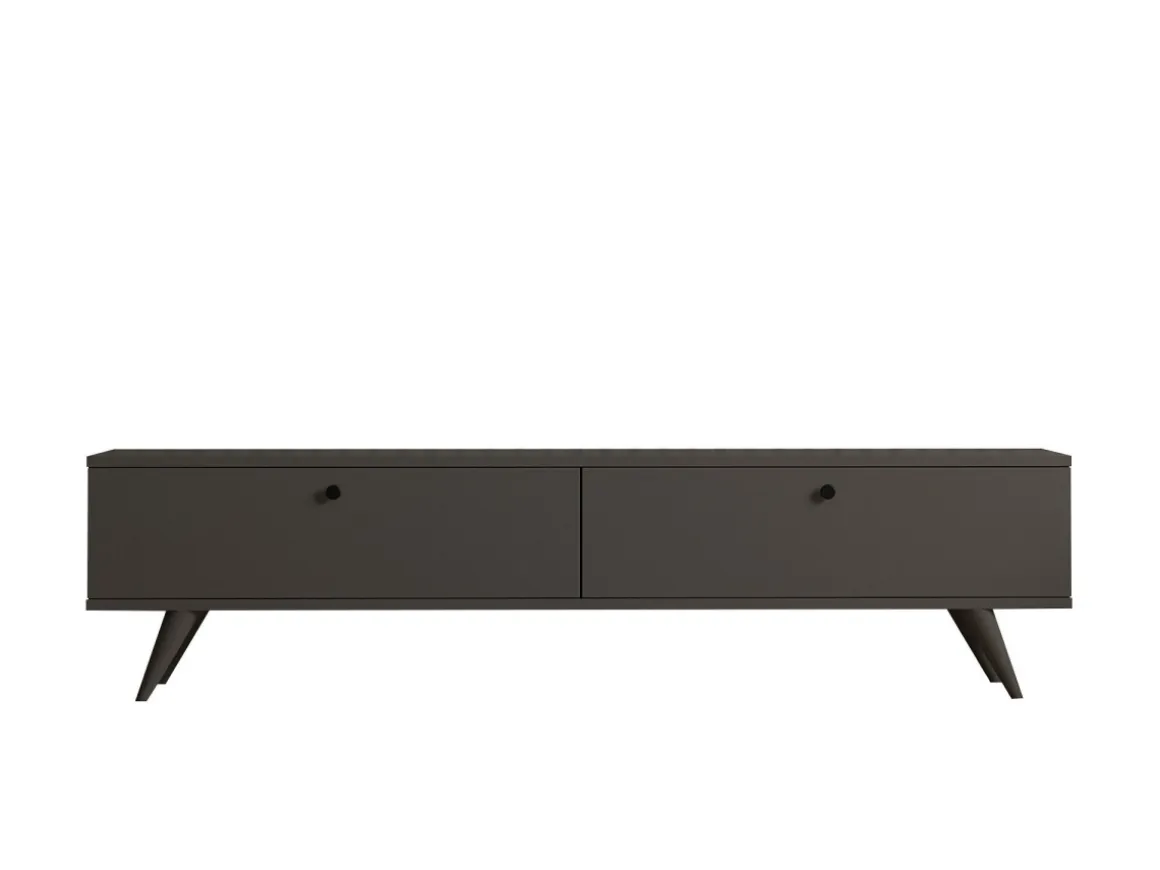 Meuble TV en bois "Parlak" - 160 x 25 x 40 cm - Gris anthracite