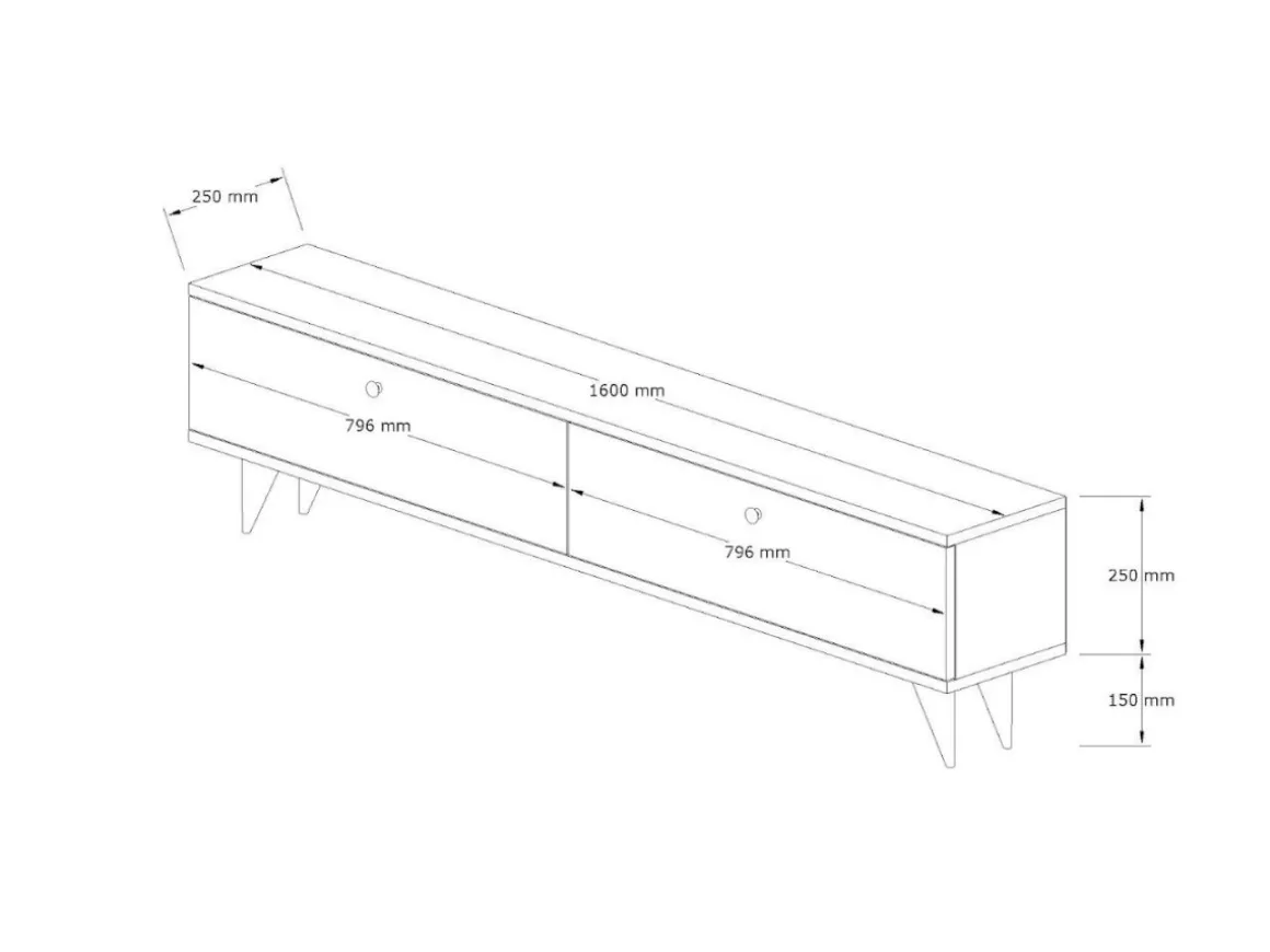 Meuble TV en bois "Parlak" - 160 x 25 x 40 cm - Gris anthracite