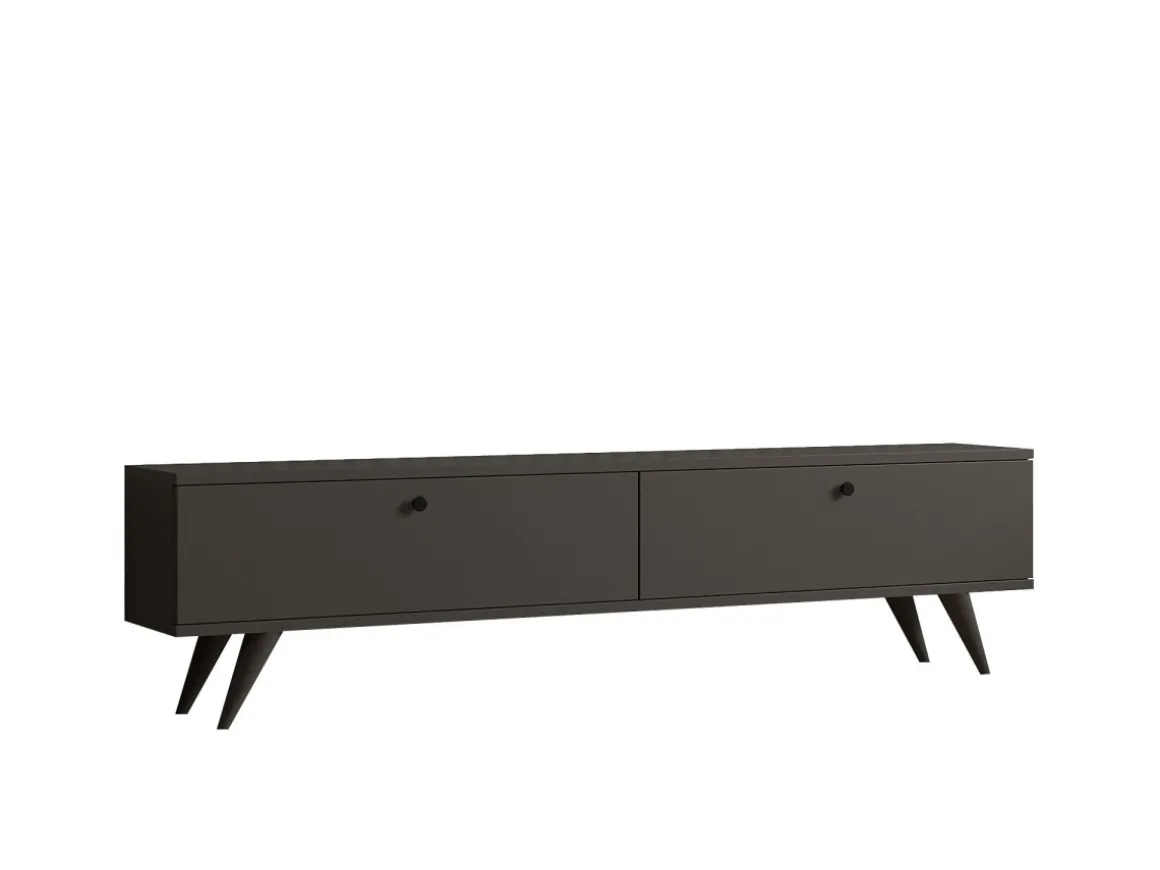 Meuble TV en bois "Parlak" - 160 x 25 x 40 cm - Gris anthracite